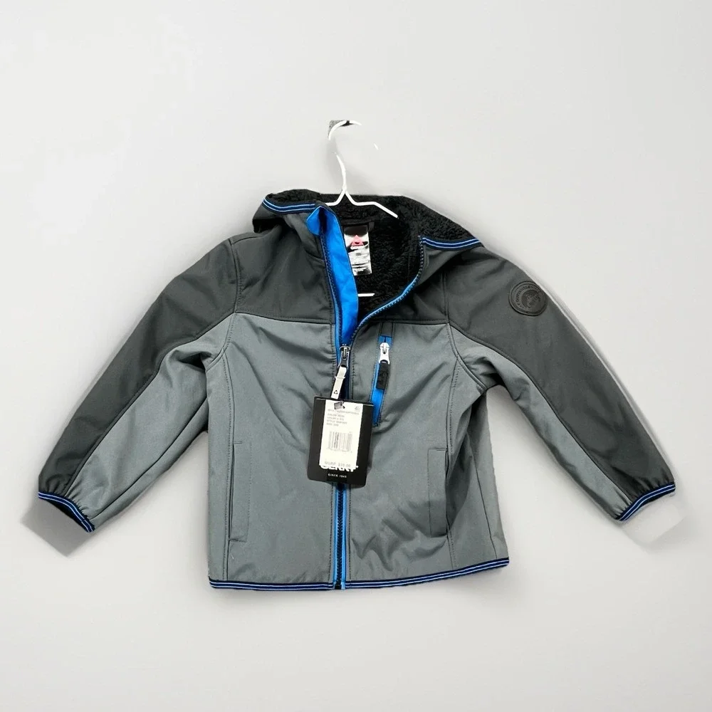 Brand‎ New Gerry Boys XXS Falcon Softshell GRAY  Jacket Coat Full Zip IRON